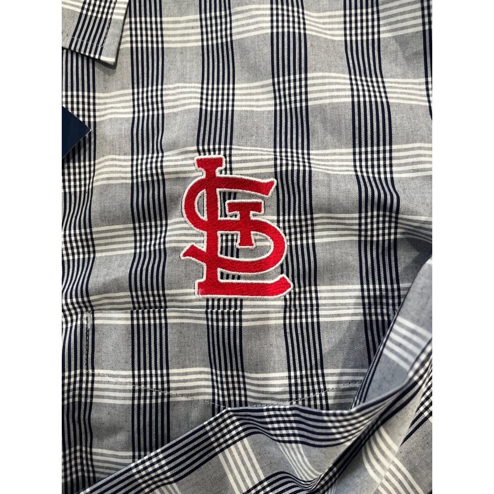 Antigua Mens XL St Louis‎ Cardinals Plaid Long Sleeve Button Up Shirt MLB - Picture 5 of 10